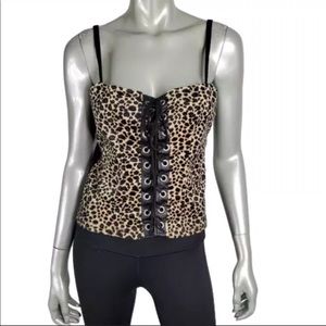 lip service leopard cheetah print corset w leather